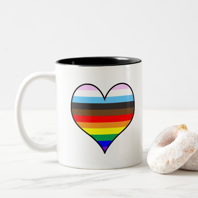 Rainbow Heart Två-Tonad Mugg (Med munk)