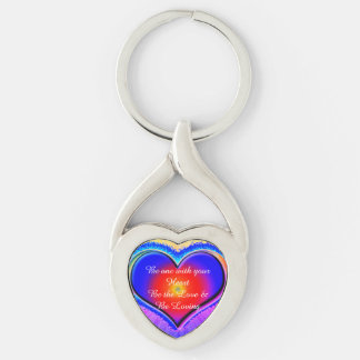 Rainbow Heart Twisted Heart Silverfärgad Nyckelring