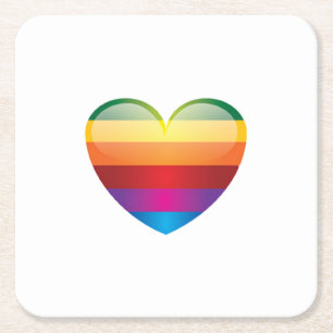 Rainbow Heart Underlägg Papper Kvadrat