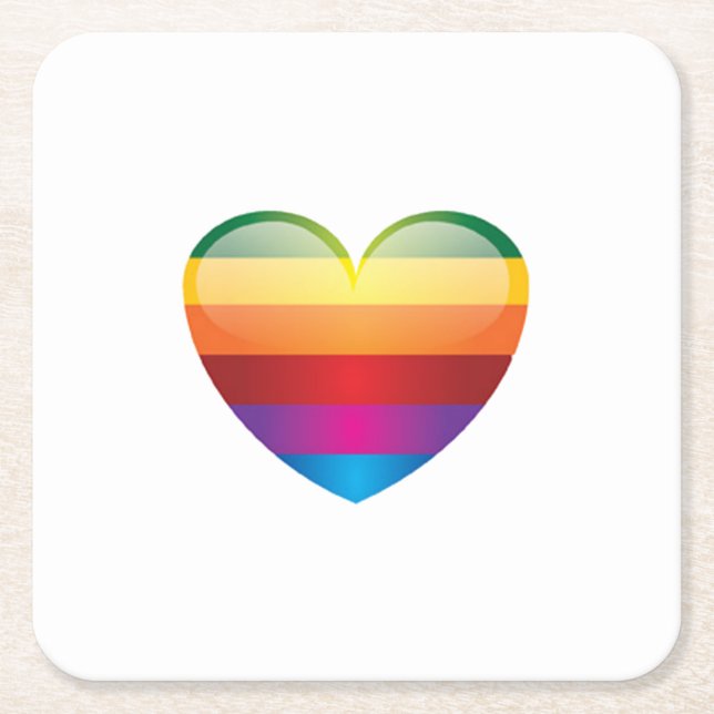 Rainbow Heart Underlägg Papper Kvadrat (Framsidan)