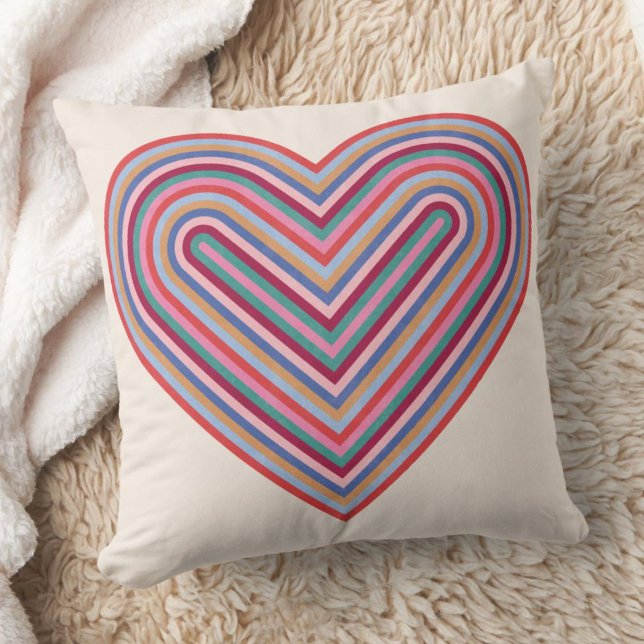 Rainbow Heart Valentine Day Pillow - Burgundy Kudde (Skapare uppladdad)