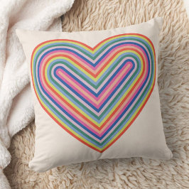 Rainbow Heart Valentine Day Pillow - Magenta Kudde
