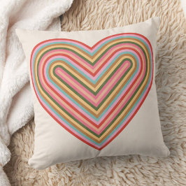 Rainbow Heart Valentine Day Pillow - Rosa Kudde