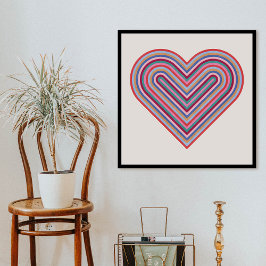 Rainbow Heart Valentine Day Poster - Burgundy