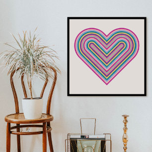 Rainbow Heart Valentine Day Poster - Lila