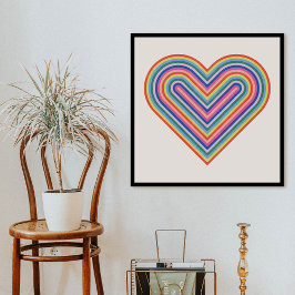 Rainbow Heart Valentine Day Poster - Magenta