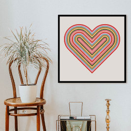 Rainbow Heart Valentine Day Poster - Rosa
