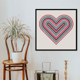 Rainbow Heart Valentine Day Poster - Salmon Rosa