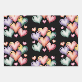 Rainbow heart Valentine wrapping paper