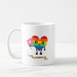 Rainbow Heart Valentines day Kaffemugg