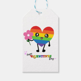 Rainbow Heart Valentines day Presentetikett