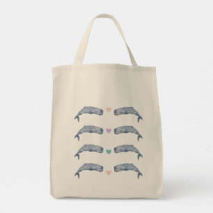 Rainbow Heart Whale Tote Bag Tygkasse