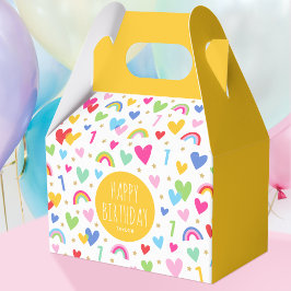 Rainbow Hearts 1:a Birthday Party Namn Gult Presentaskar