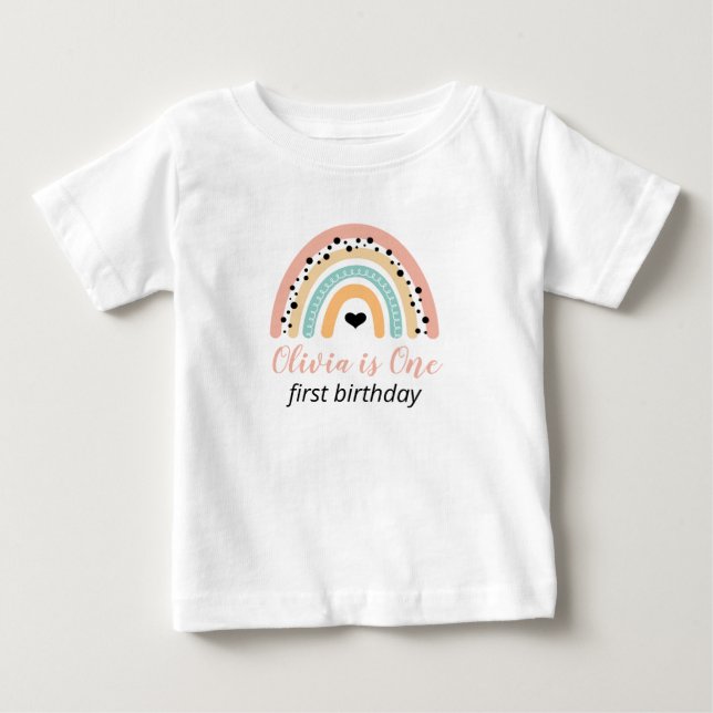 Rainbow & Hearts 1-årsfest T Shirt (Framsida)