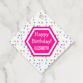 Rainbow Hearts 2:a födelsedagen Gåvor Etiketter