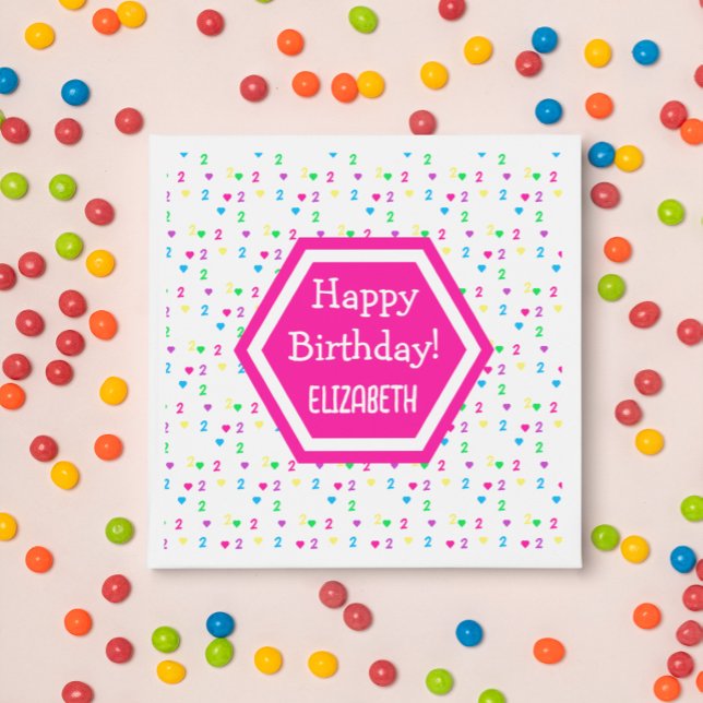Rainbow Hearts 2:a födelsedagen Pappersservett (Skapare uppladdad)