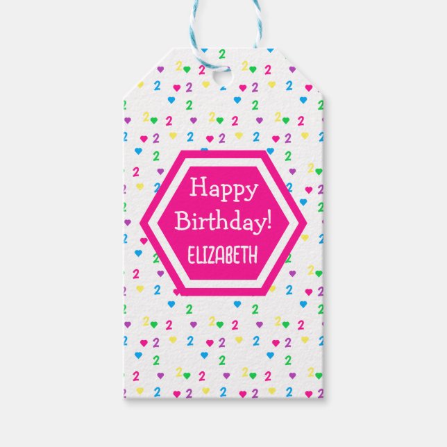 Rainbow Hearts 2:a födelsedagen Presentetikett (Framsidan)