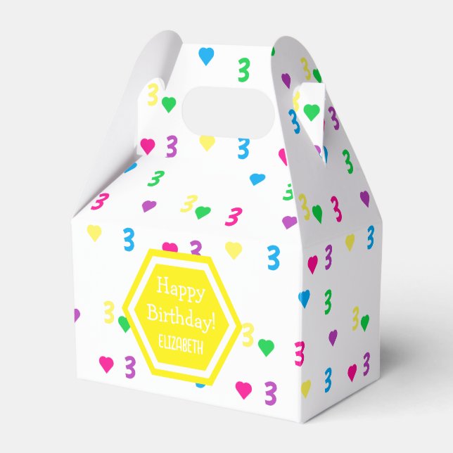 Rainbow Hearts 3:e födelsedagen Presentaskar (Framsidan Sidan)