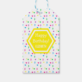 Rainbow Hearts 3:e födelsedagen Presentetikett