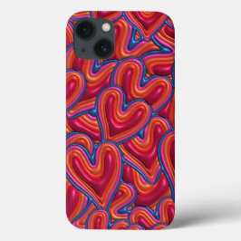Rainbow Hearts 3D Inflated Puffy Iphone case