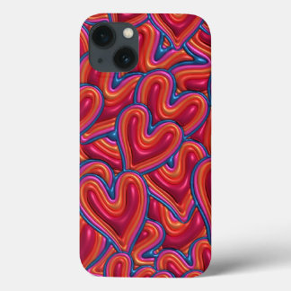 Rainbow Hearts 3D Inflated Puffy Iphone case