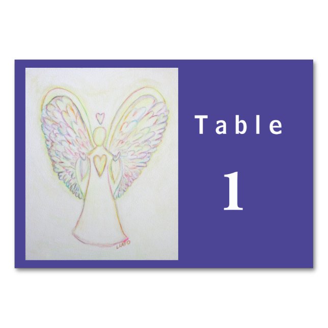 Rainbow Hearts Angel Anpassningsbar Bord Cards Bordsnummer (Framsidan)