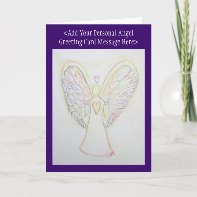 Rainbow Hearts Angel Anpassningsbar Greeting Cards Helgkort (Framsida)