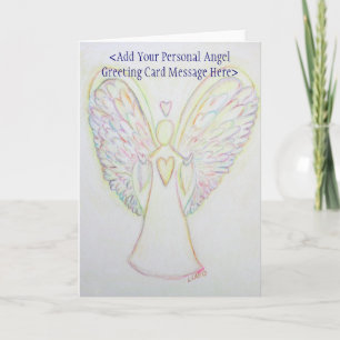 Rainbow Hearts Angel Anpassningsbar Hälsning eller Helgkort