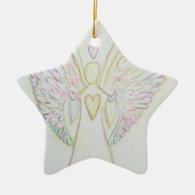 Rainbow Hearts Angel Art Helgdag Ornament (Framsidan)