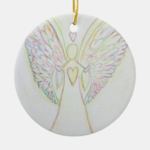 Rainbow Hearts Angel Art Helgdag Ornament