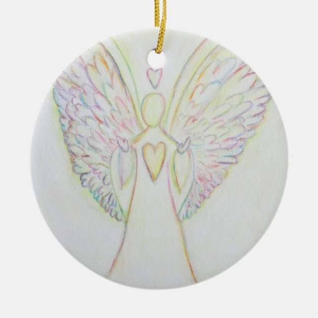Rainbow Hearts Angel Art Helgdag Ornament (Framsidan)