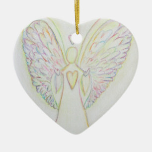 Rainbow Hearts Angel Art Helgdag Ornament