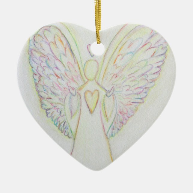 Rainbow Hearts Angel Art Helgdag Ornament (Framsidan)