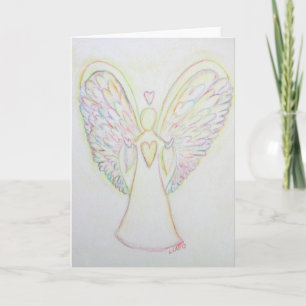 Rainbow Hearts Angel Art Note eller hälsningskort Helgkort