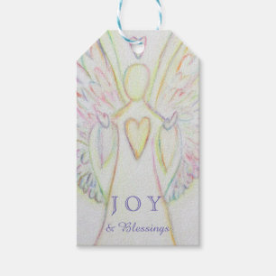 Rainbow Hearts Angel Helgdag Joy Anpassningsbar Gi Presentetikett