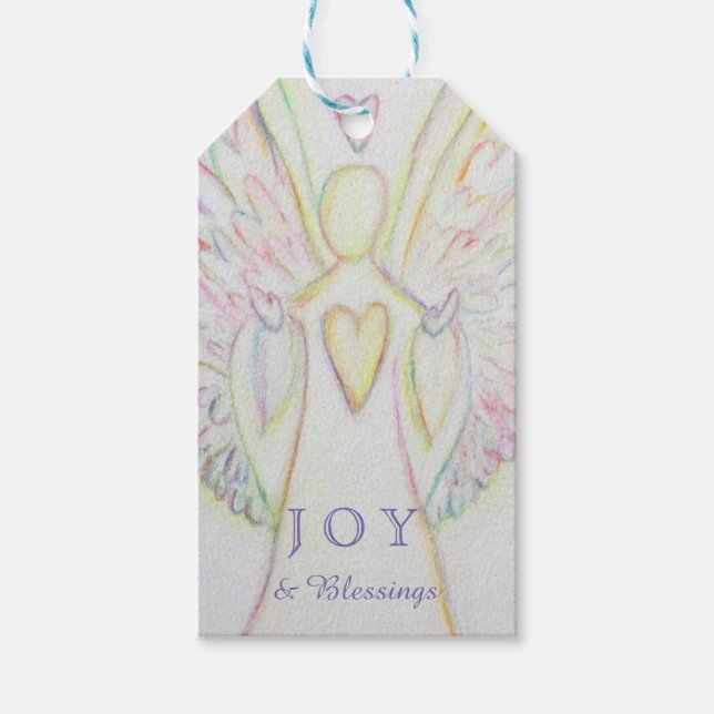 Rainbow Hearts Angel Helgdag Joy Anpassningsbar Gi Presentetikett (Framsidan)