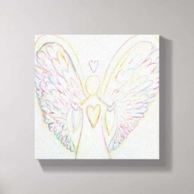 Rainbow Hearts Angel Painting Wrapped Canvas Art (Framsida)