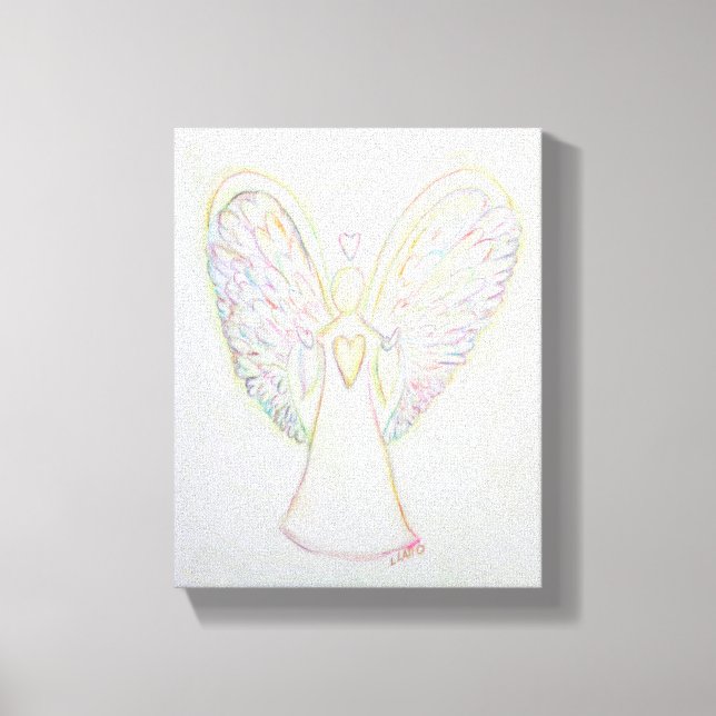 Rainbow Hearts Angel Painting Wrapped Canvas Art (Framsida)