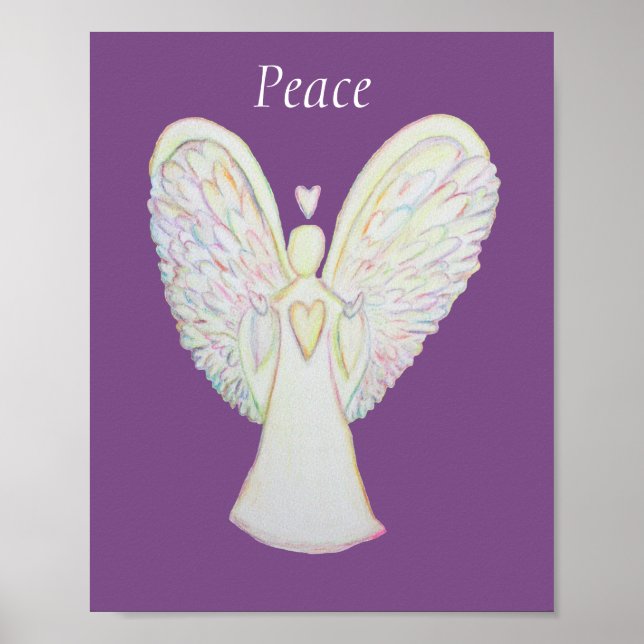 Rainbow Hearts Angel Peace Art Anpassningsbar Post Poster (Framsidan)