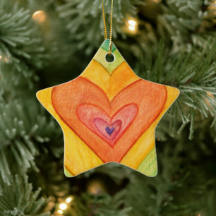 Rainbow Hearts Anpassningsbar Helgdag Gift Ornamen Julgransprydnad Keramik