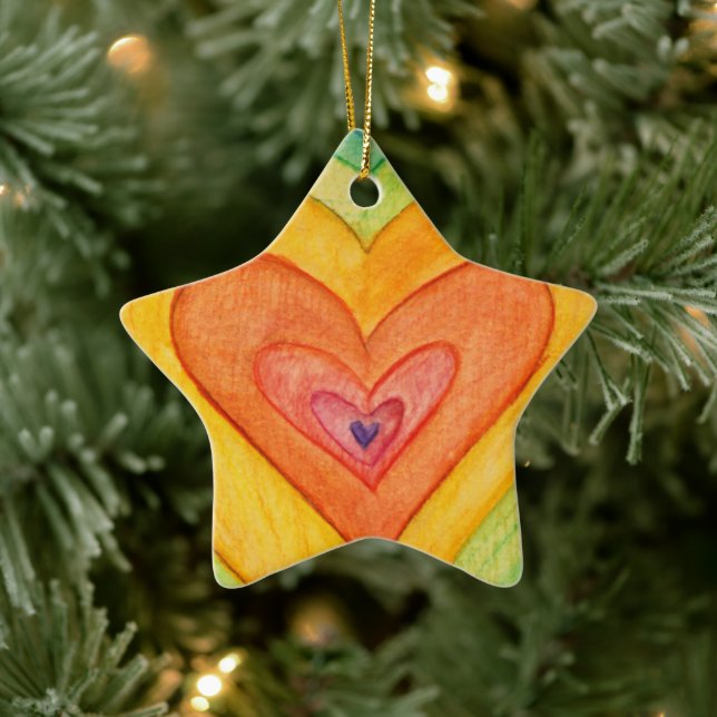 Rainbow Hearts Anpassningsbar Helgdag Gift Ornamen Julgransprydnad Keramik (Träd)