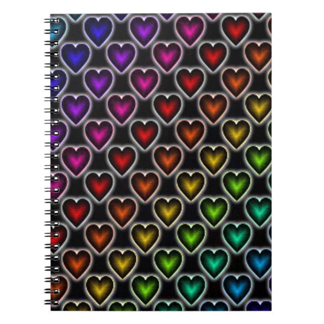 Rainbow Hearts Anteckningsbok Med Spiral (Framsidan)