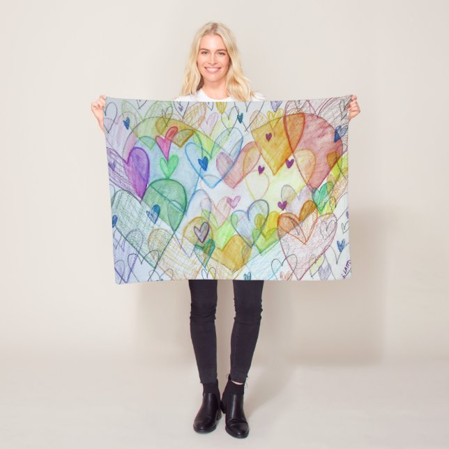 Rainbow Hearts Art Anpassningsbar Ull Throw Blanke Fleecefilt (På plats)