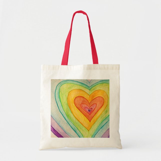 Rainbow Hearts Art Inspirational Tote bags Tygkasse (Framsidan)