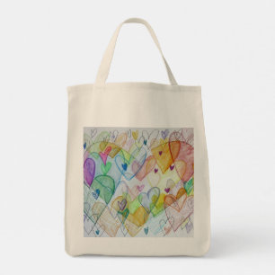 Rainbow Hearts Art Inspirational Tote bags Tygkasse