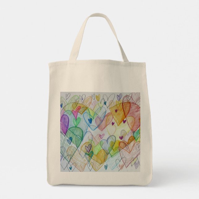 Rainbow Hearts Art Inspirational Tote bags Tygkasse (Baksida)