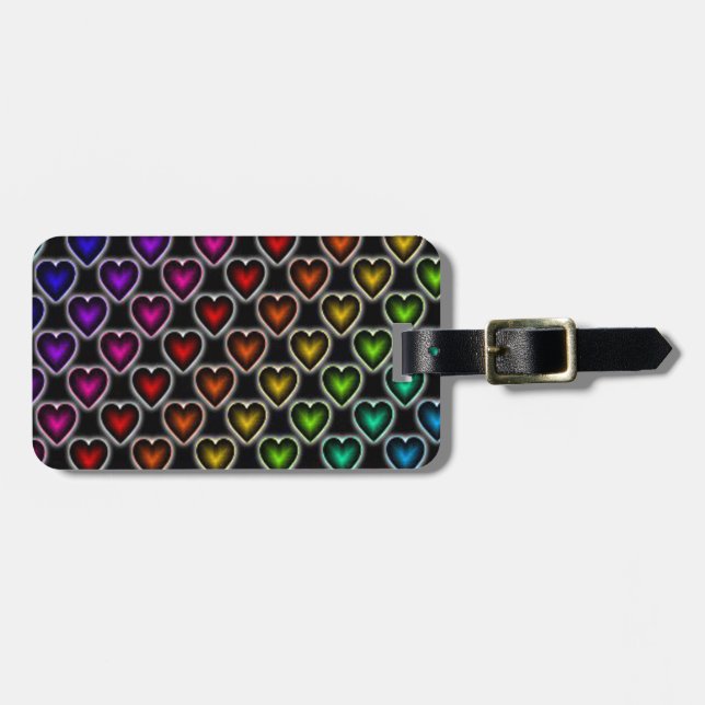 Rainbow Hearts Bagagebricka (Horisontell Framsida)