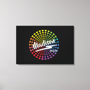 Rainbow Hearts Bat mitzvah Sign-In Board Canvastryck