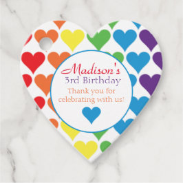 Rainbow Hearts Birthday Gåvor Etiketter