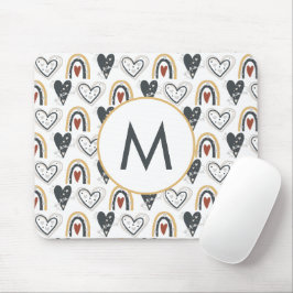 Rainbow Hearts Boho Mönster Monogram Initial Musmatta